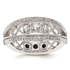 Sterling Silver Stack Exp Black Sapphire & Created White Sapphire Flip Ring