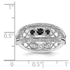 Sterling Silver Stack Exp Black Sapphire & Created White Sapphire Flip Ring