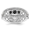 Sterling Silver Stack Exp Black Sapphire & Created White Sapphire Flip Ring