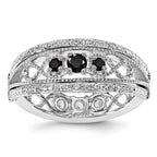Sterling Silver Stack Exp Black Sapphire & Created White Sapphire Flip Ring