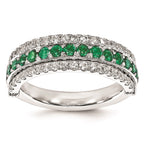 SS Created Emerald Created White Sapphire & Created Sapphire Flip Ring