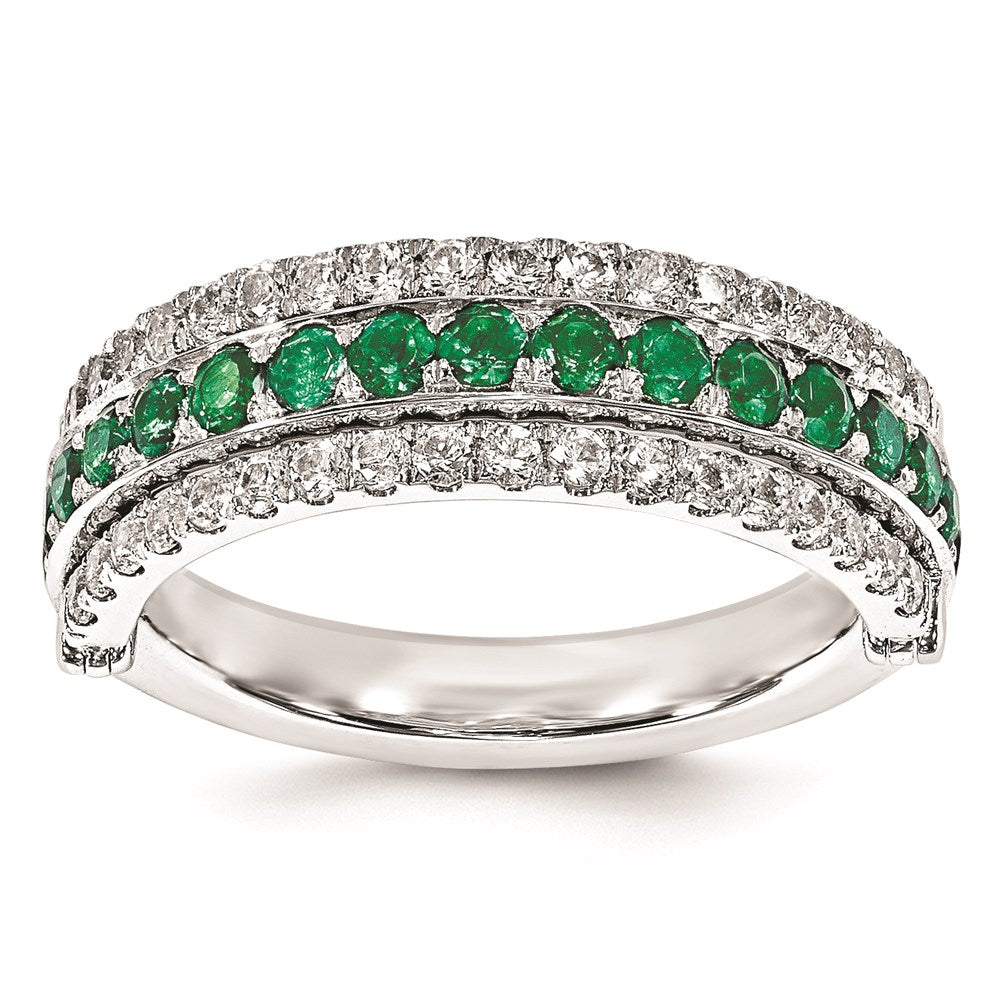 SS Created Emerald Created White Sapphire & Created Sapphire Flip Ring