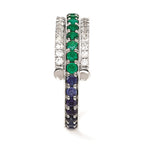 SS Created Emerald Created White Sapphire & Created Sapphire Flip Ring