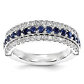 SS Created Emerald Created White Sapphire & Created Sapphire Flip Ring