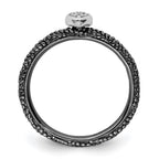 Sterling Silver Diamond Stackable Expressions Ruthenium Plated Heart Ring