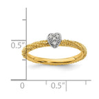 Sterling Silver Diamond Stackable Expressions Yellow Gold Plated Heart Ring