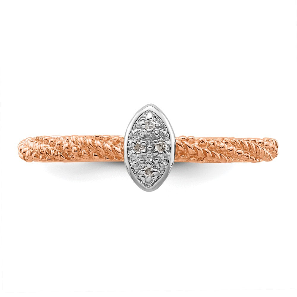Sterling Silver Diamond Stackable Expressions Rose Gold Plated Ring
