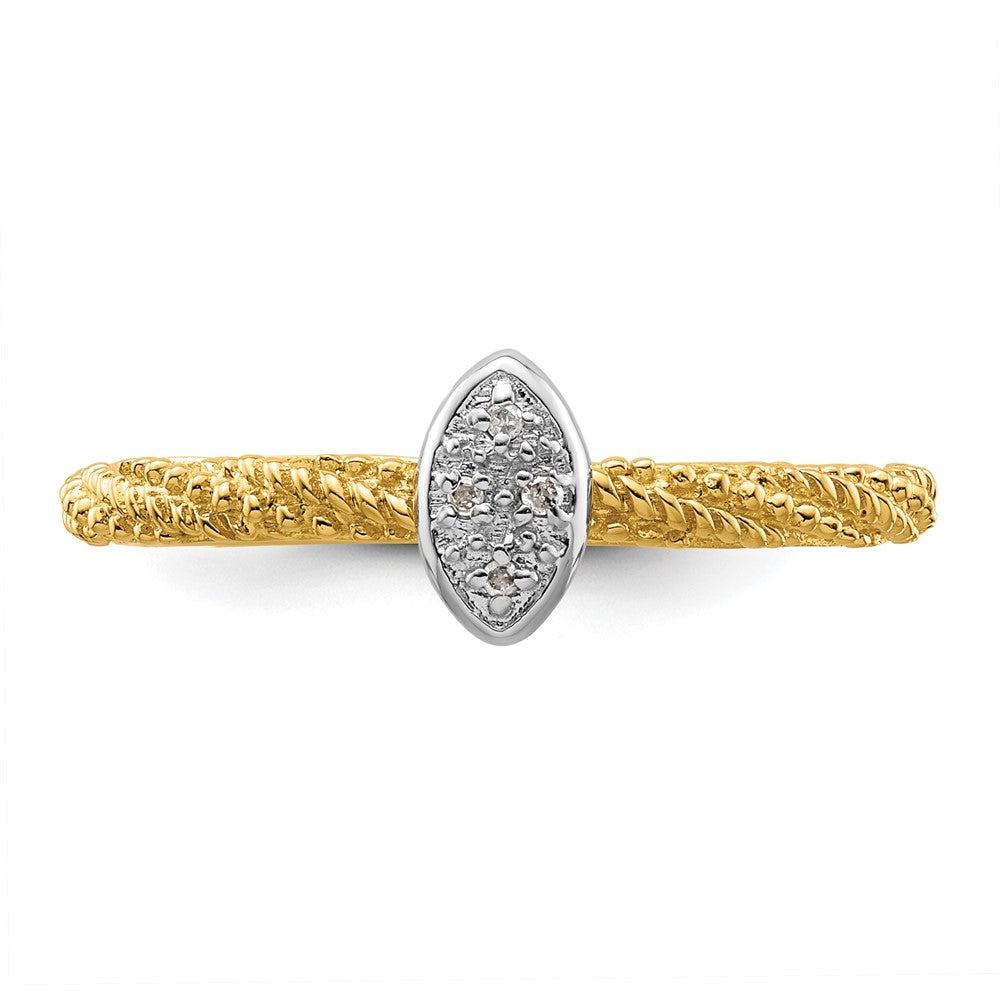 Sterling Silver Diamond Stackable Expressions Yellow Gold Plated Ring