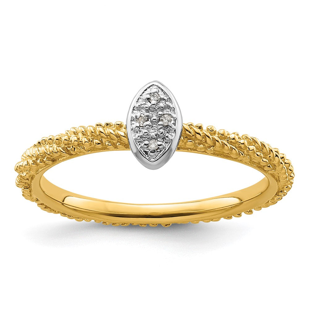 Sterling Silver Diamond Stackable Expressions Yellow Gold Plated Ring