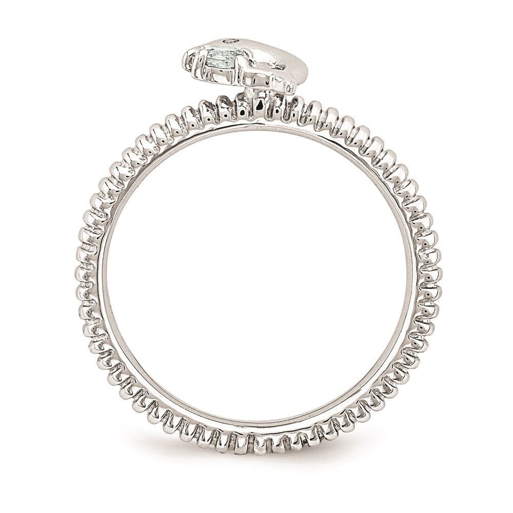 Sterling Silver Stackable Expressions Aquamarine & Diamond Dolphin Ring