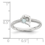 Sterling Silver Stackable Expressions Aquamarine & Diamond Dolphin Ring