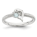 Sterling Silver Stackable Expressions Aquamarine & Diamond Dolphin Ring