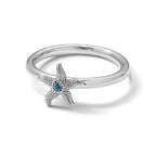 Sterling Silver Stackable Expressions Blue Topaz Starfish Ring