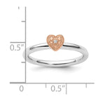 Sterling Silver/Rose Gold-plated Stackable Expressions Diamond Heart Ring
