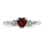 Sterling Silver Stackable Expressions Garnet & Diamond Hearts Ring