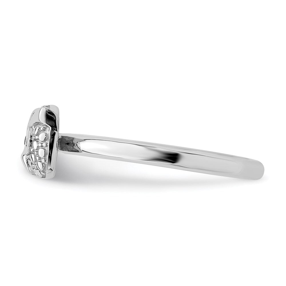Sterling Silver Stackable Expressions Polished Onyx Owl Ring