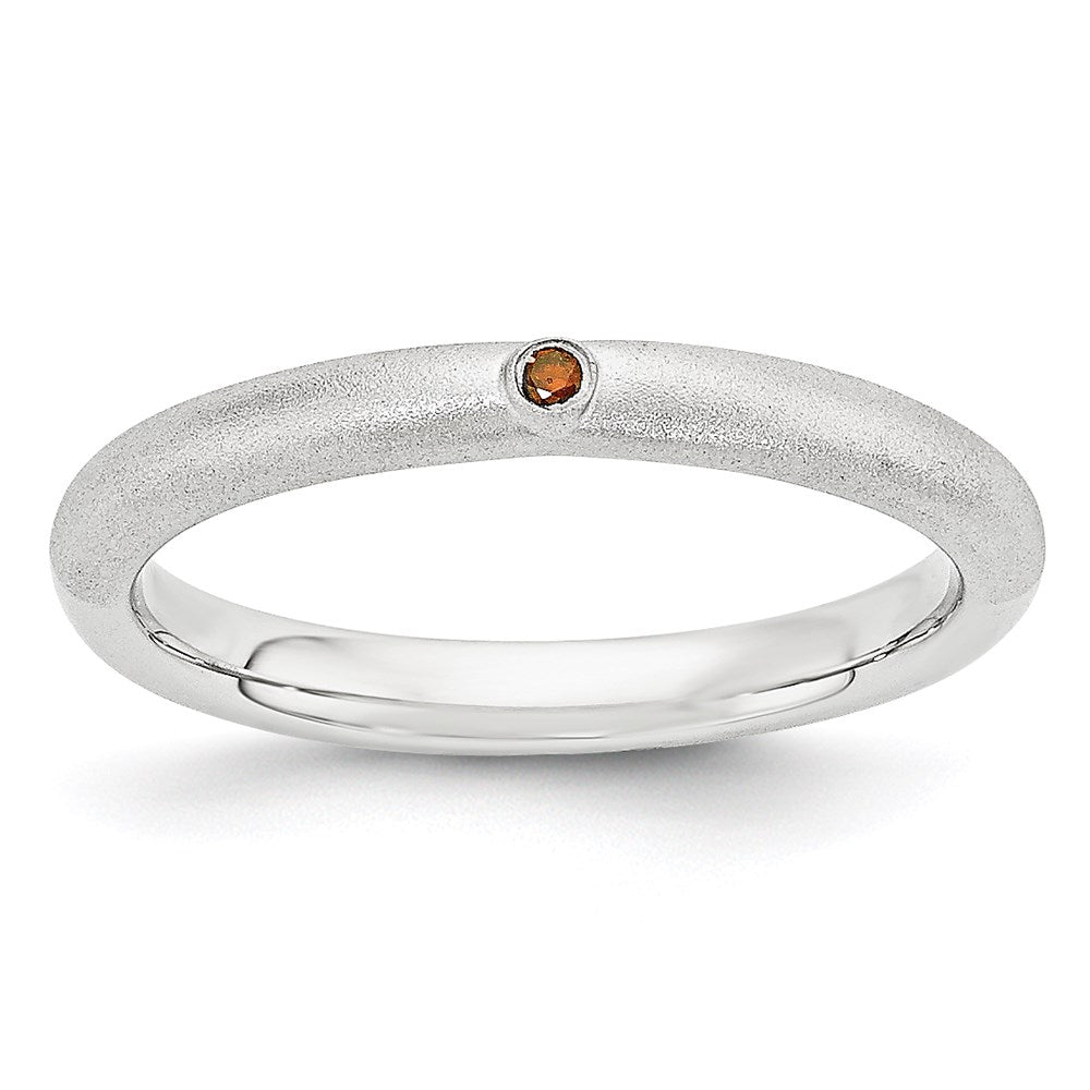 Sterling Silver Stackable Expressions w/Red Diamond Ring