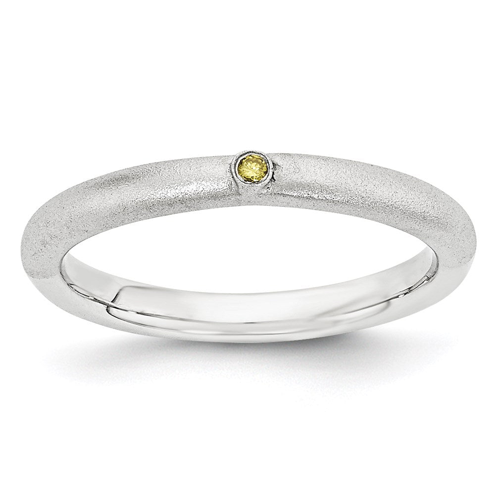 Sterling Silver Stackable Expressions w/Yellow Diamond Ring