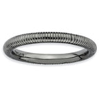 Sterling Silver Stackable Expressions Black-plated Textured Ring