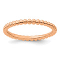 Sterling Silver Stackable Expressions Pink-plated Beaded Ring