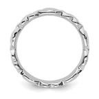 Sterling Silver Stackable Expressions Rhodium Hearts Ring