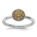 Sterling Silver Stackable Expressions Citrine Rhodium Ring