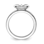 Sterling Silver Stackable Expressions Heart with Bow Diamond Ring