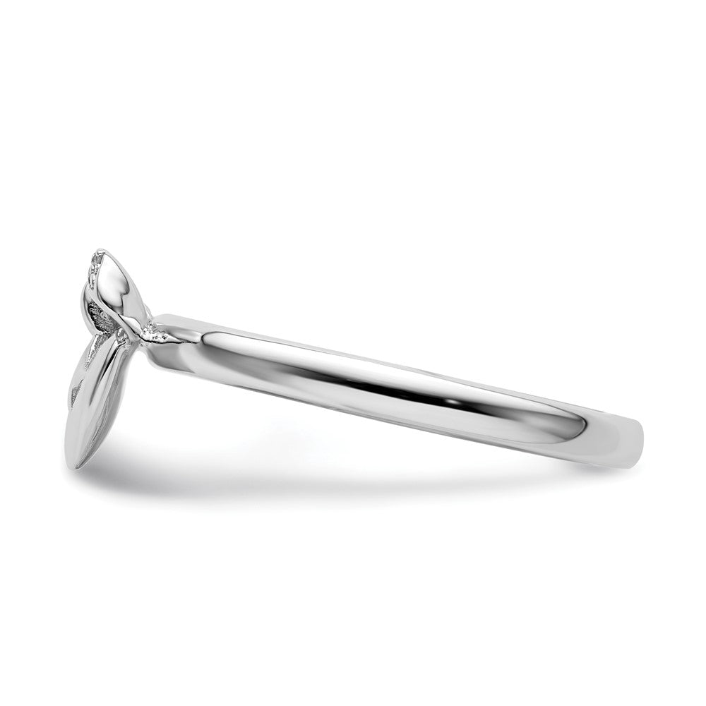 Sterling Silver Stackable Expressions Heart with Bow Diamond Ring