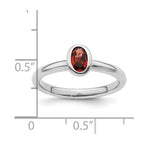 Sterling Silver Stackable Expressions Oval Garnet Ring