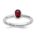 Sterling Silver Stackable Expressions Oval Created Ruby Ring