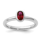 Sterling Silver Stackable Expressions Oval Created Ruby Ring