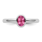 Sterling Silver Stackable Expressions Oval Pink Tourmaline Ring