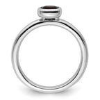 Sterling Silver Stackable Expressions Cushion Cut Garnet Ring