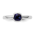 Sterling Silver Stackable Expressions Cushion Cut Cr. Sapphire Ring