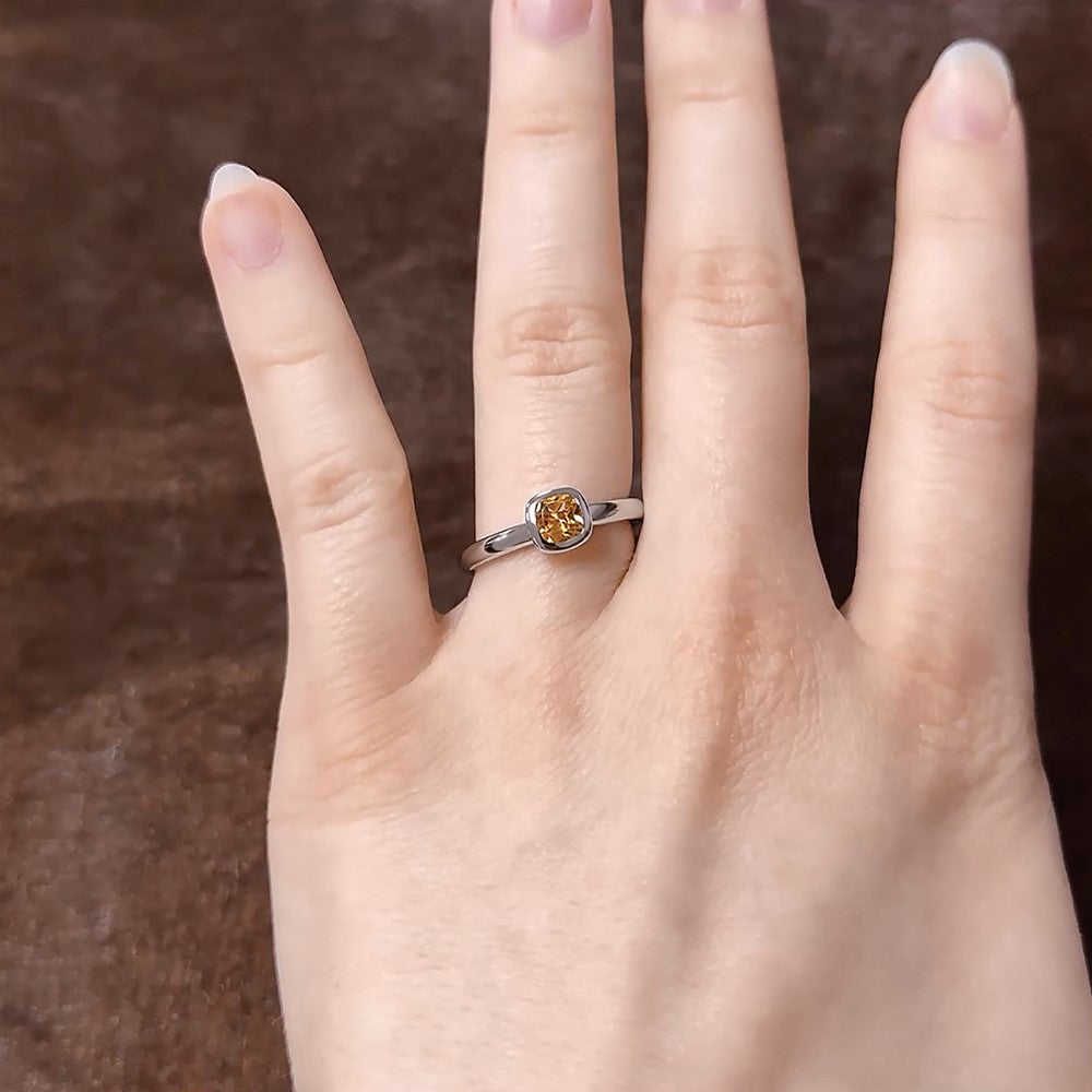 Sterling Silver Stackable Expressions Cushion Cut Citrine Ring