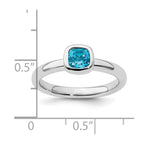 Sterling Silver Stackable Expressions Cushion Cut Blue Topaz Ring
