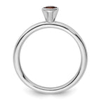 Sterling Silver Stackable Expressions High 4mm Round Garnet Ring