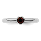 Sterling Silver Stackable Expressions High 4mm Round Garnet Ring