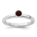 Sterling Silver Stackable Expressions High 4mm Round Garnet Ring