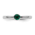 Sterling Silver Stackable Expressions High 4mm Round Cr. Emerald Ring