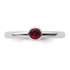 Sterling Silver Stackable Expressions High 4mm Round Created Ruby Ring