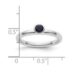 Sterling Silver Stackable Expressions High 4mm Round Cr. Sapphire Ring