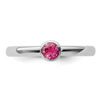 SS Stackable Expressions High 4mm Round Pink Tourmaline Ring