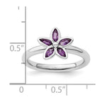 Sterling Silver Stackable Expressions Amethyst Flower Ring