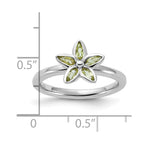 Sterling Silver Stackable Expressions Peridot Flower Ring