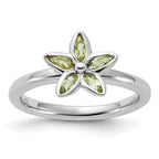 Sterling Silver Stackable Expressions Peridot Flower Ring