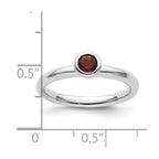 Sterling Silver Stackable Expressions Low 4mm Round Garnet Ring