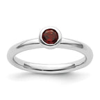 Sterling Silver Stackable Expressions Low 4mm Round Garnet Ring