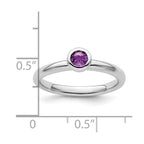 Sterling Silver Stackable Expressions Low 4mm Round Amethyst Ring