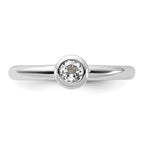 Sterling Silver Stackable Expressions Low 4mm Round White Topaz Ring